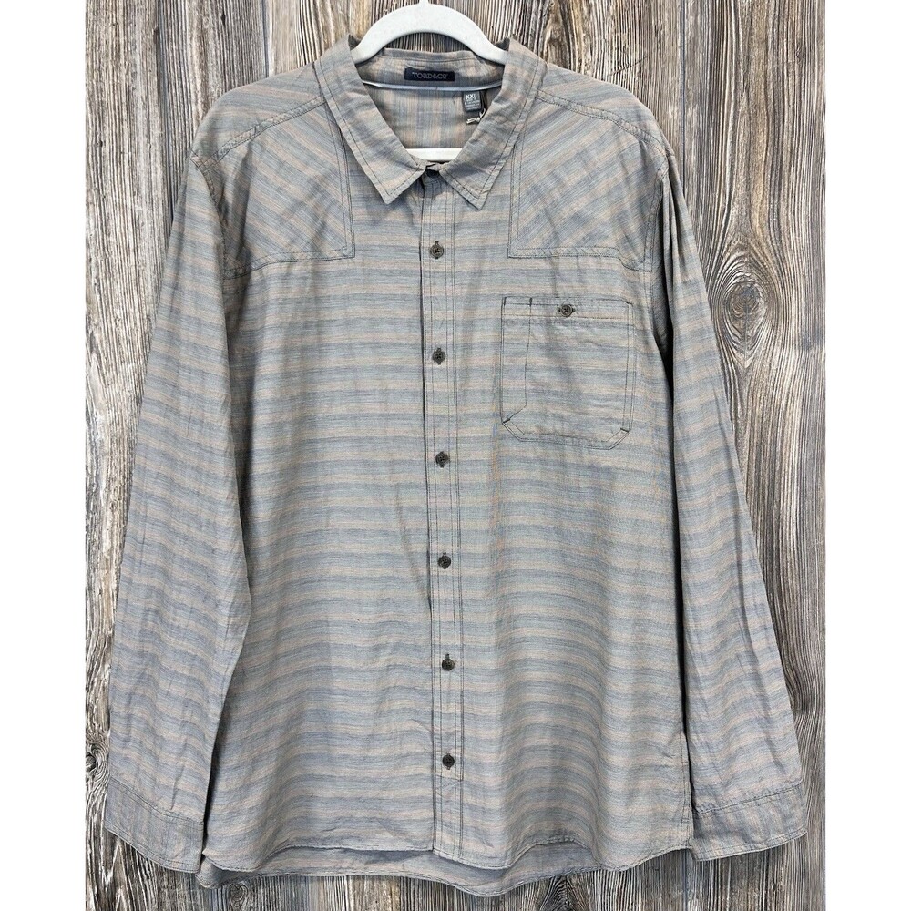 Toad &‎ CO Wonderer Men's XXL Organic Cotton Gray Long Sleeve Button Up Shirt